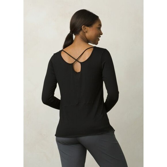 New Womens NWT M Black PrAna Top Cross Back Silky Soft Modal X Back Casual Comfy - Picture 1 of 6
